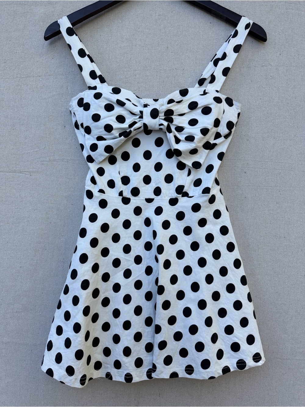 Black & White Polka Dot Bow-Front Dress